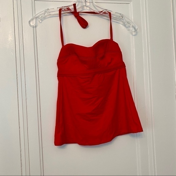Athleta Textured Bandeau Tankini Top Saffron Red Size XXS - Picture 2 of 7
